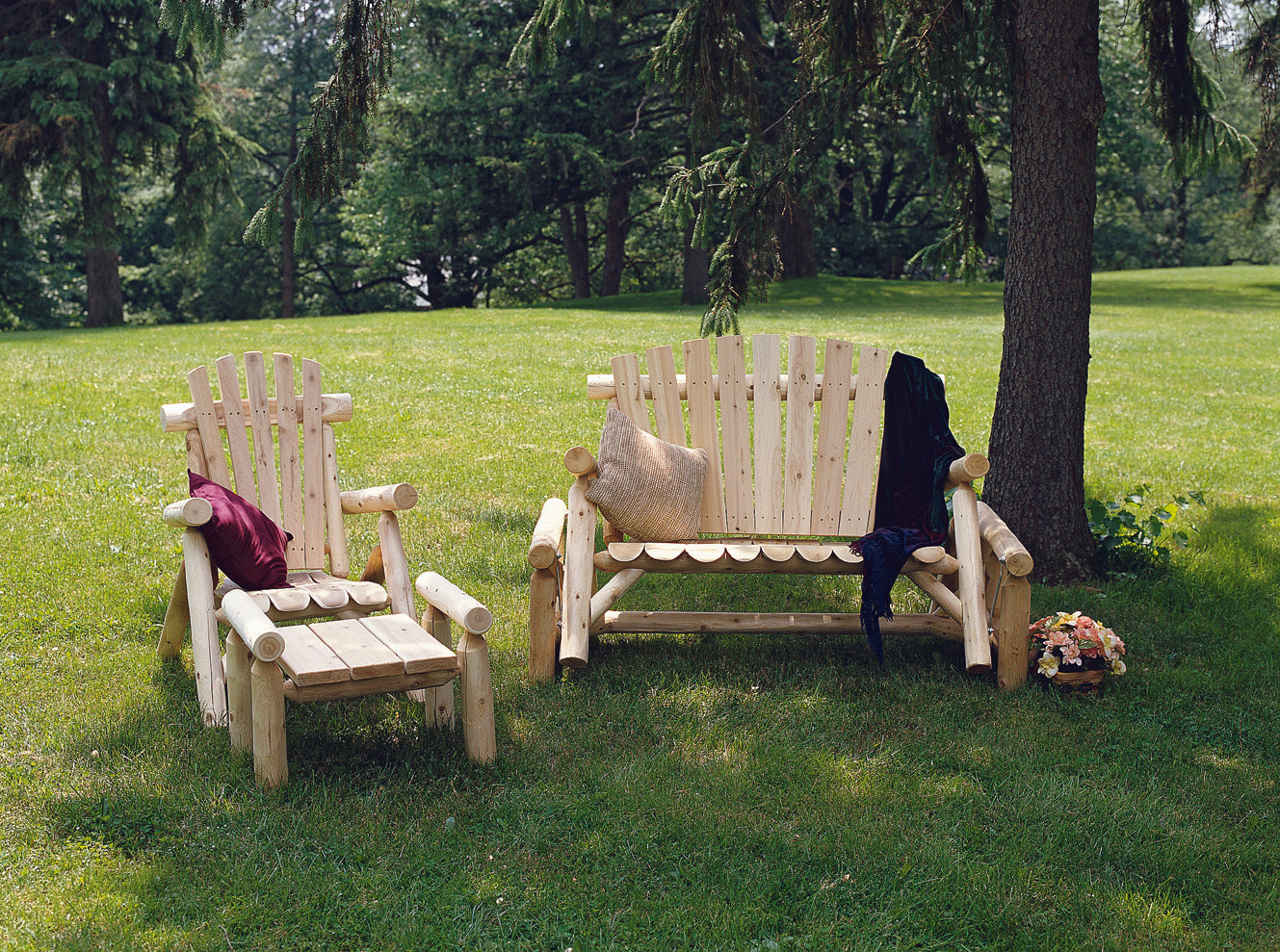 Log Ottoman with Chair and Glider