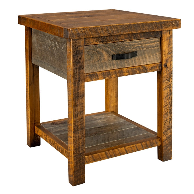 Sawmill Barn Wood Nightstand with Shelf
