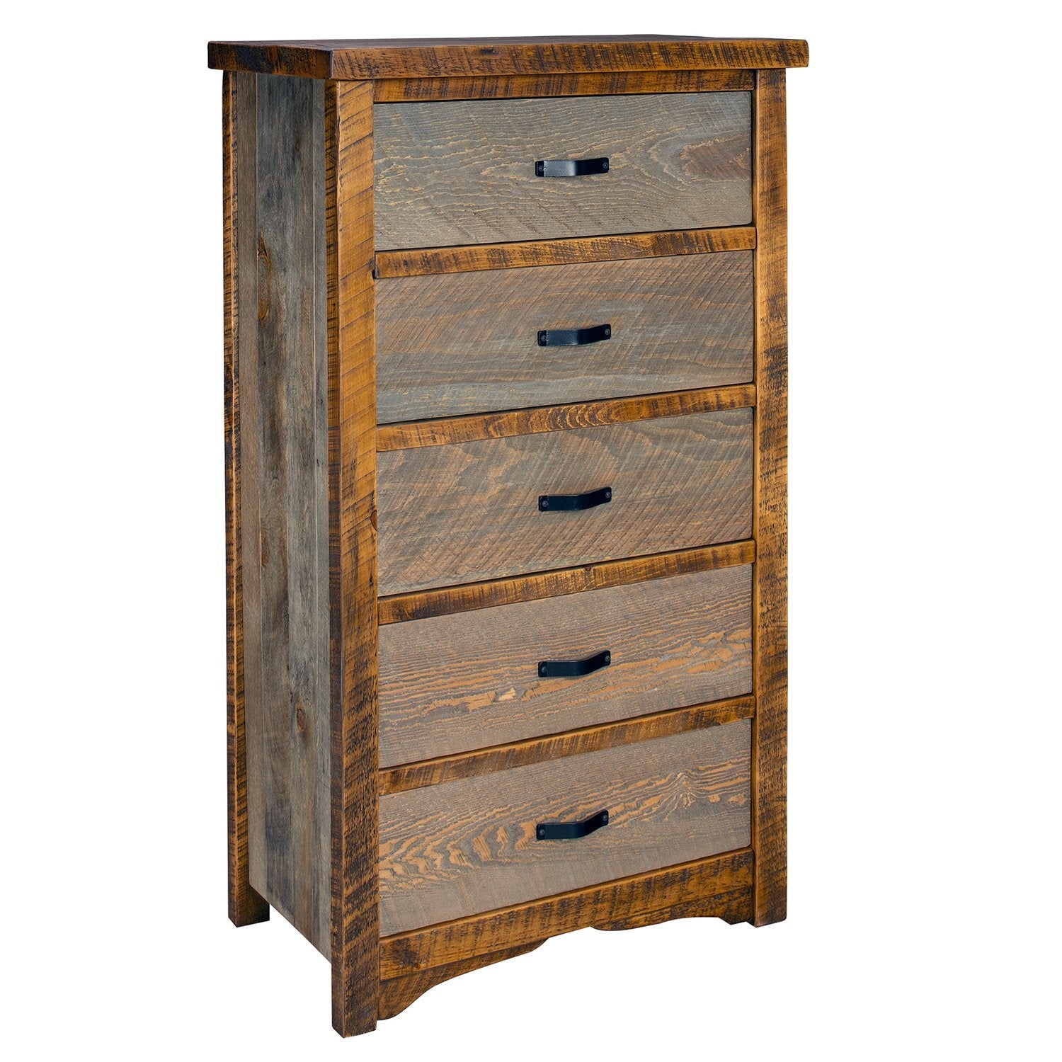 Barnwood 5 Drawer Rustic Chest in Wyoming Finish