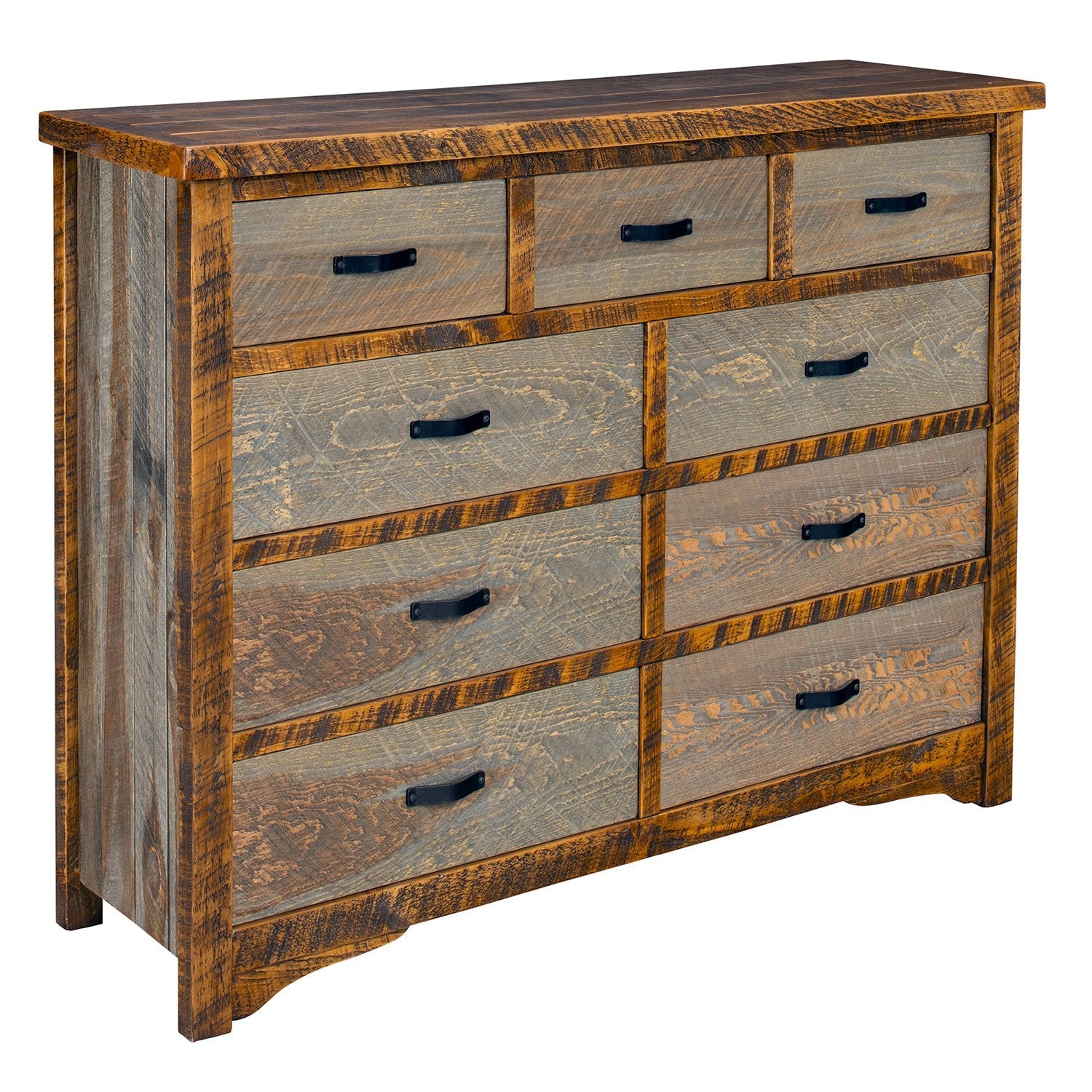 Rustic Barnwood 9 Drawer Dresser Sawmill Collection