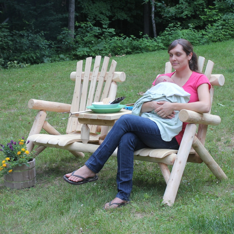 Rustic Cedar Log Tete-A-Tete Log Chair