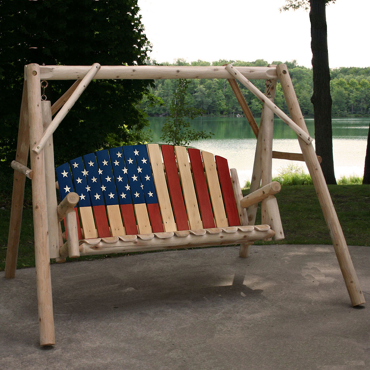 American Themed Log Swing