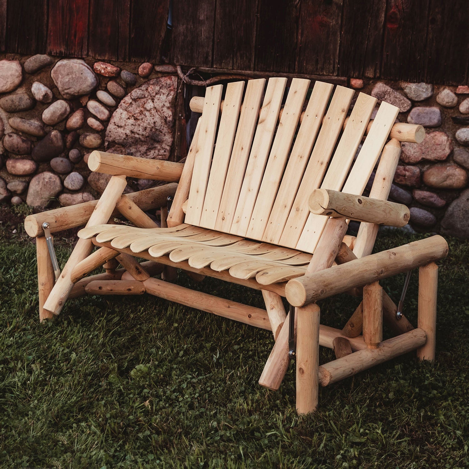 Cedar Log Outdoor Glider