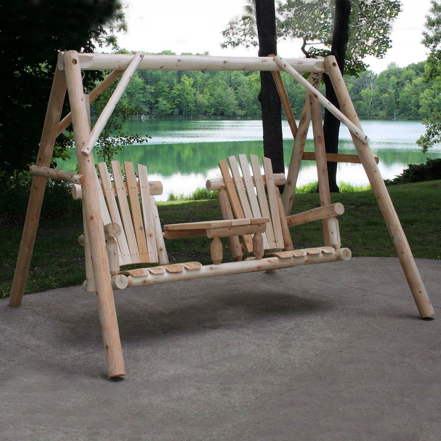 Cedar Log Tete-A-Tete Yard Swing