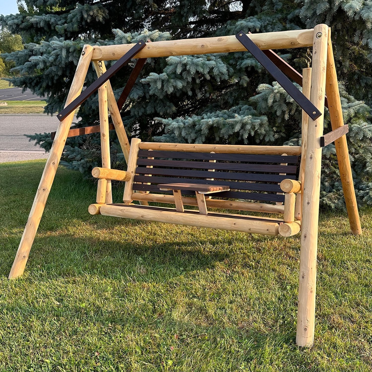 Thermally Modified Wood and Cedar Log Yard Swing