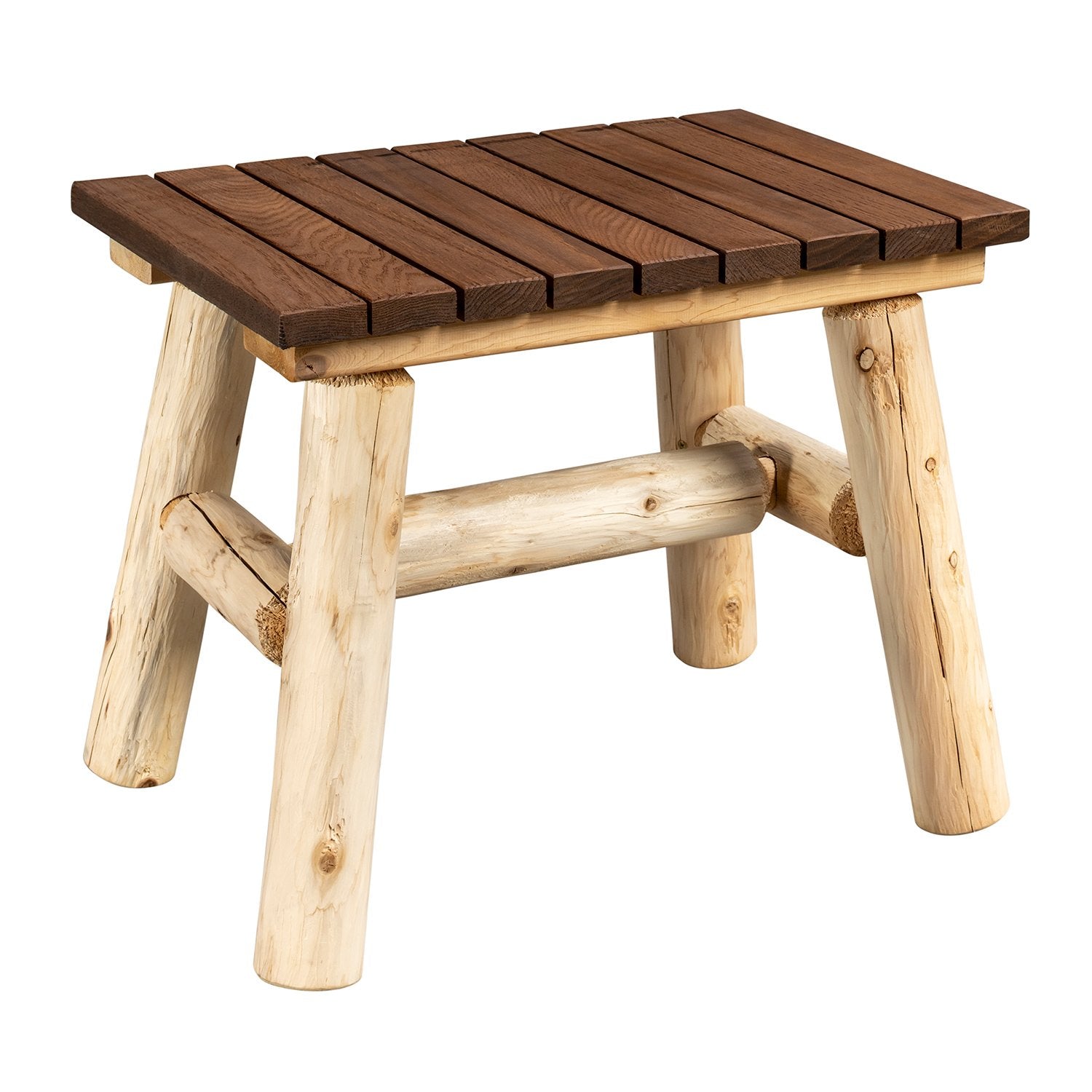 Thermally Modified Wood and Cedar Log End Table