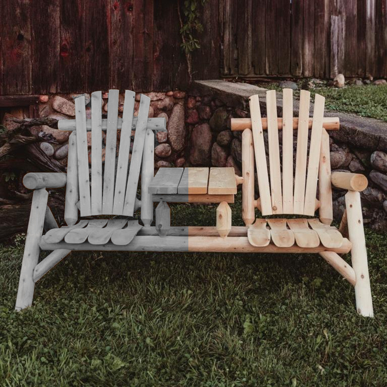 From Gray to Grand: Reviving Your Aged Outdoor Cedar Log Furniture, image size:1280x1280