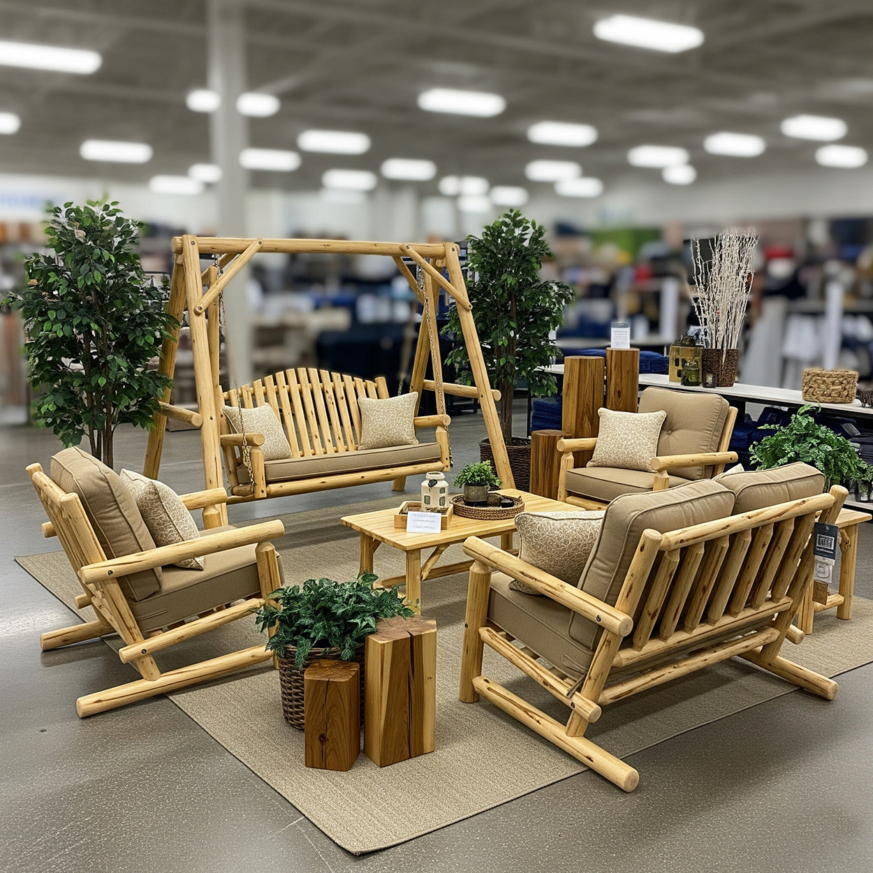 Outdoor Log Furniture Store Display Example