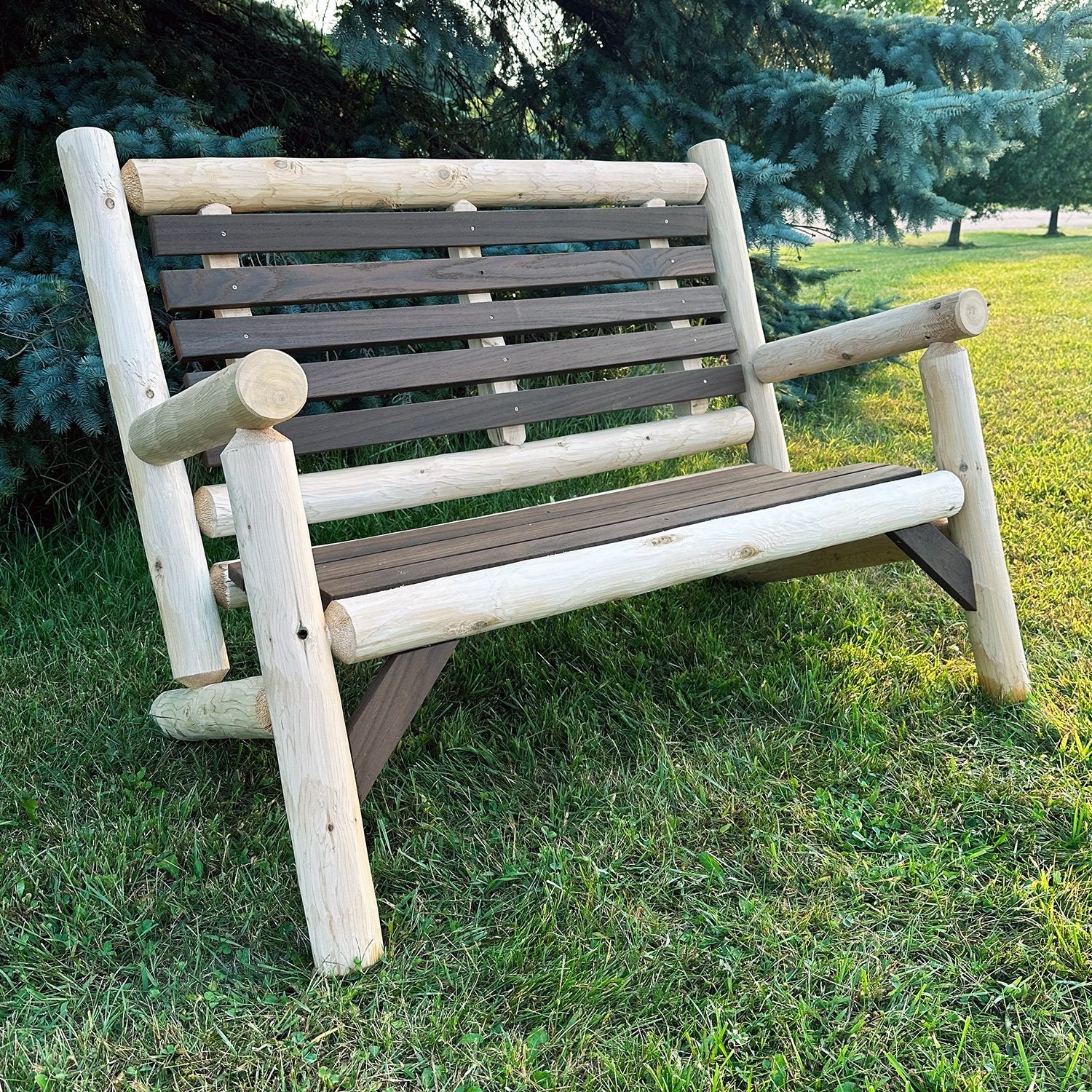 Thermally Modified Wood and Cedar Log Loveseat