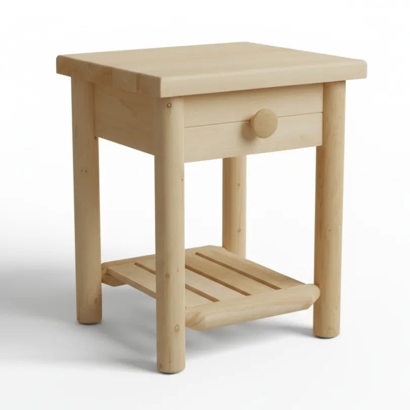 Cedar Looks Log End Table with Drawer
