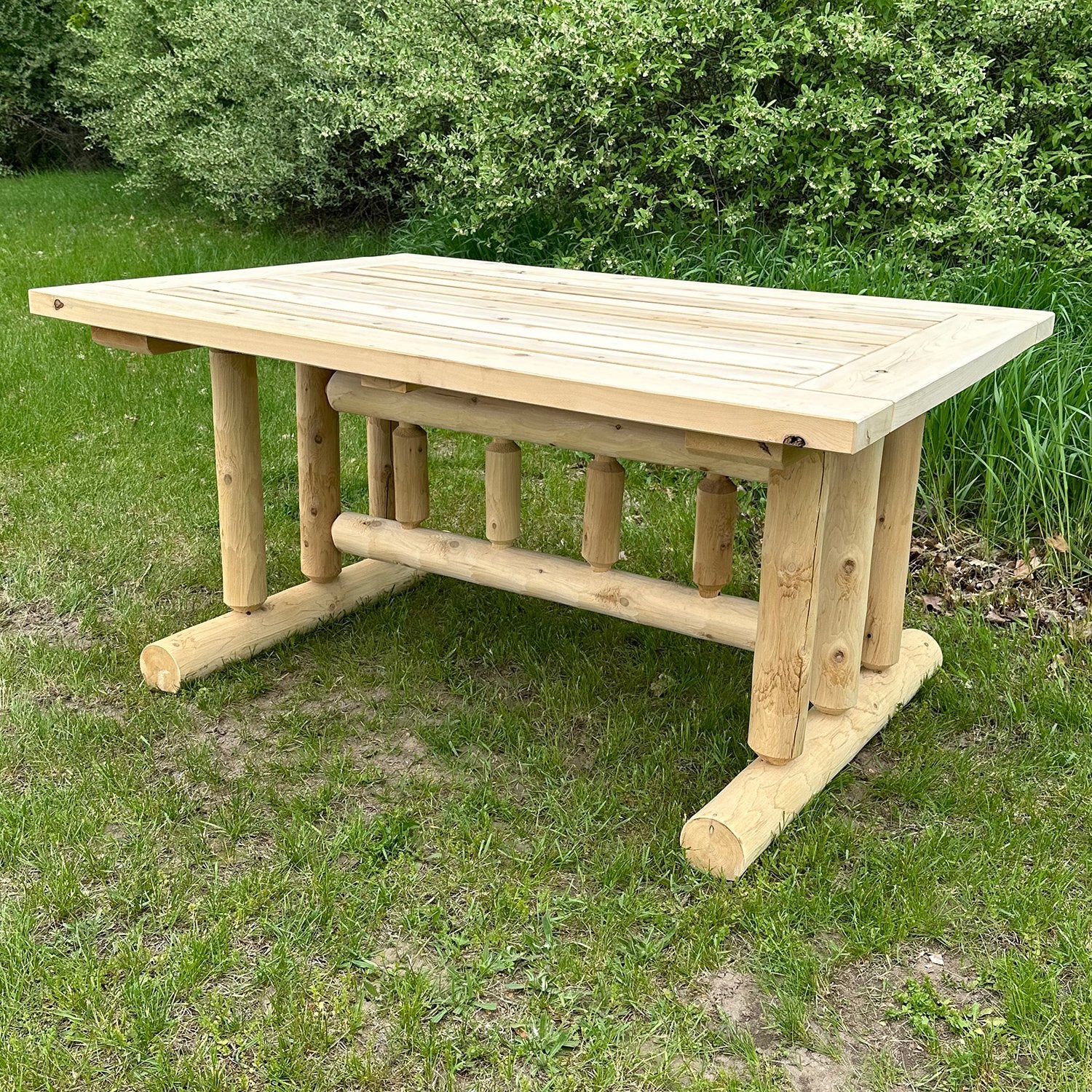 5' Cedar Log Patio Table — Northern White Cedar — Outdoor Patio — Lakeland Mills