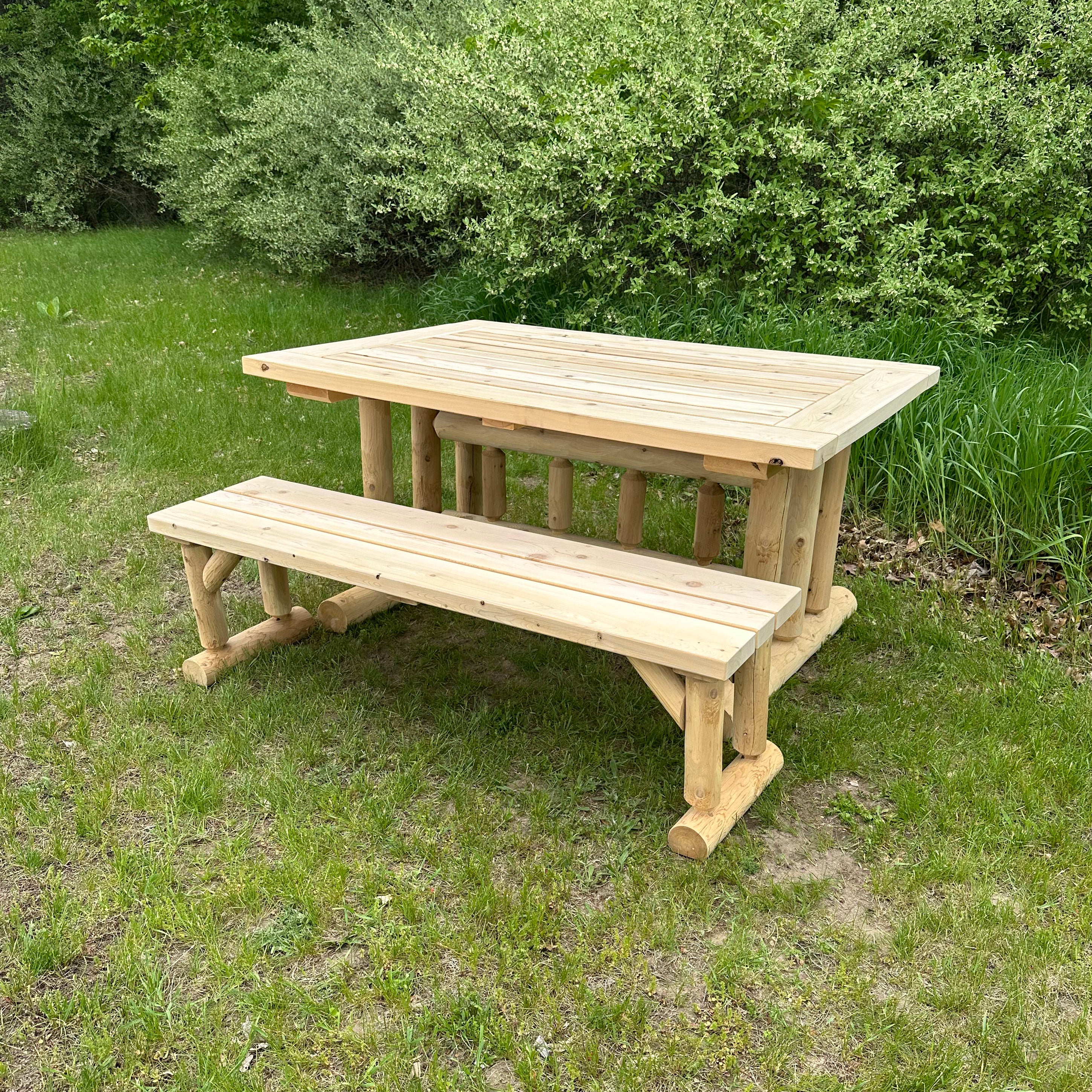 7' Cedar Log Patio Table
