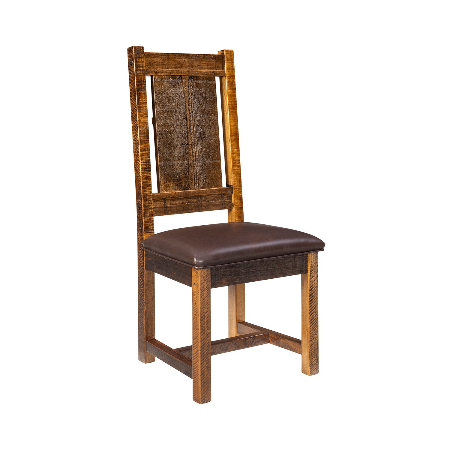 Rustic upholstered dining chair with timber frame