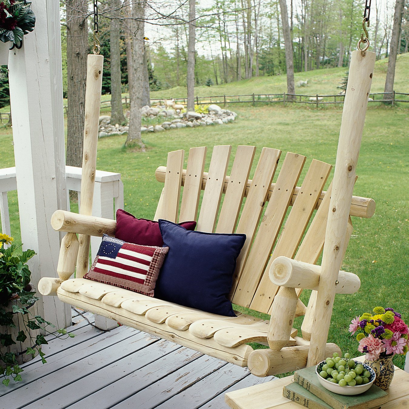 Cedar Log Porch Swing