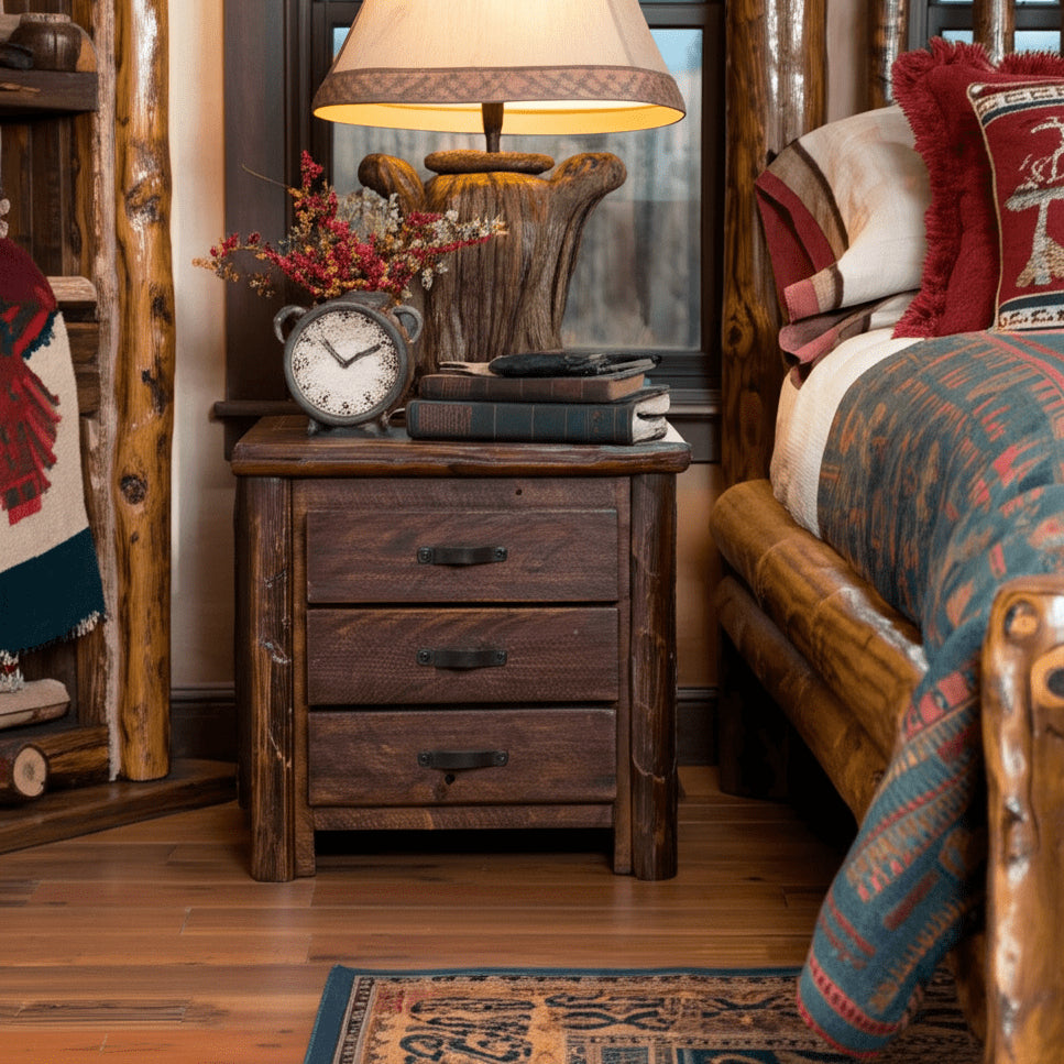 Olde Towne 3 Drawer Log Nightstand