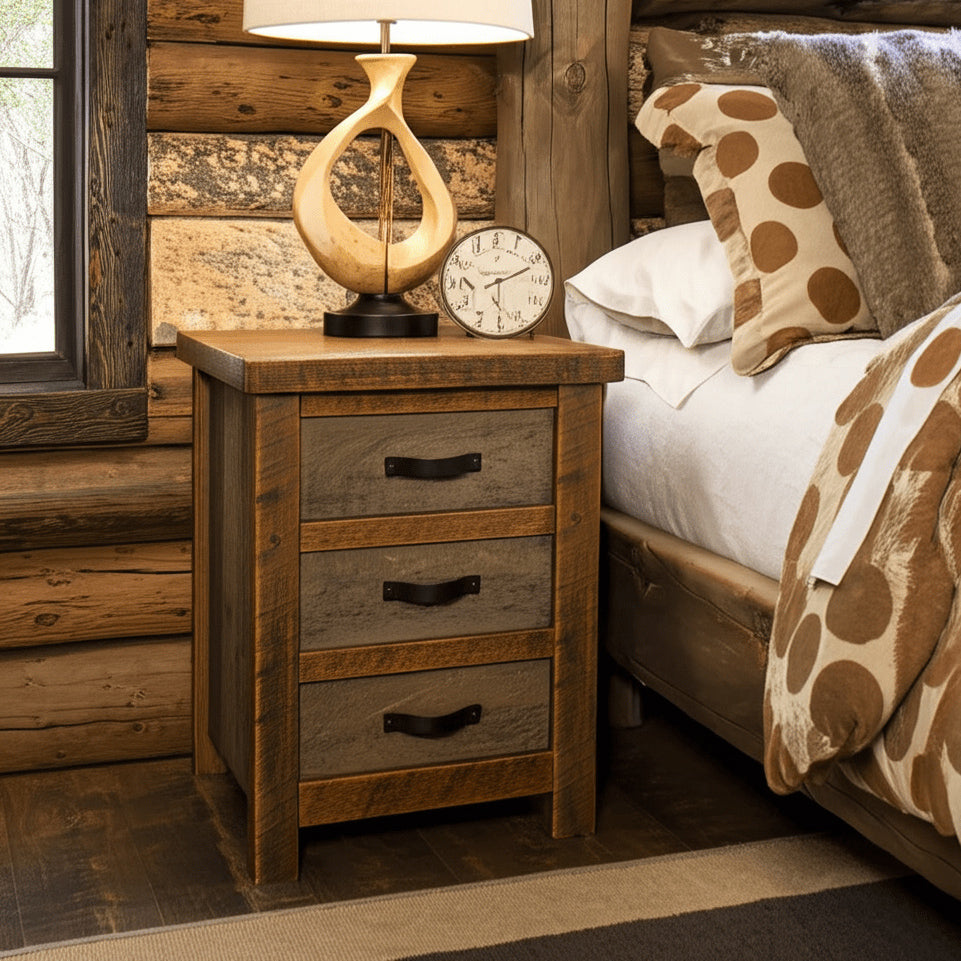 Sawmill Rough Sawn 3 Drawer Nightstand