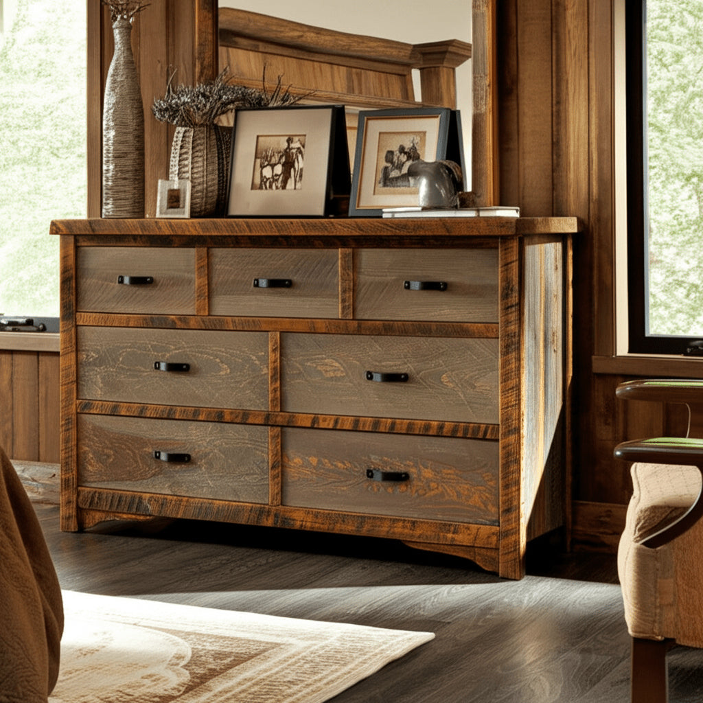 Sawmill Rough Sawn 7 Drawer Dresser