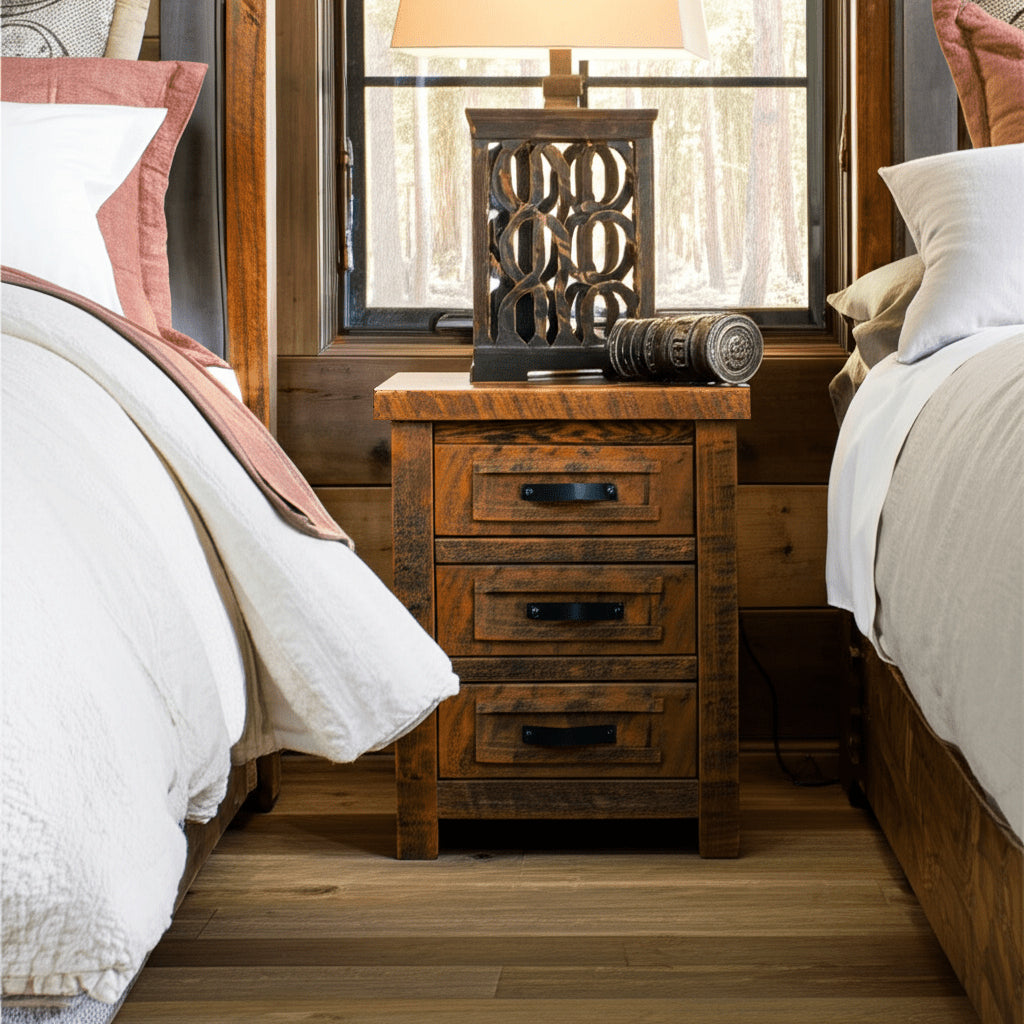 Timber Haven Barnwood 3 Drawer Nightstand