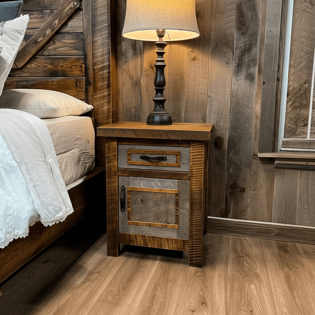 Timber Haven Barnwood 1 Drawer 1 Door Nightstand