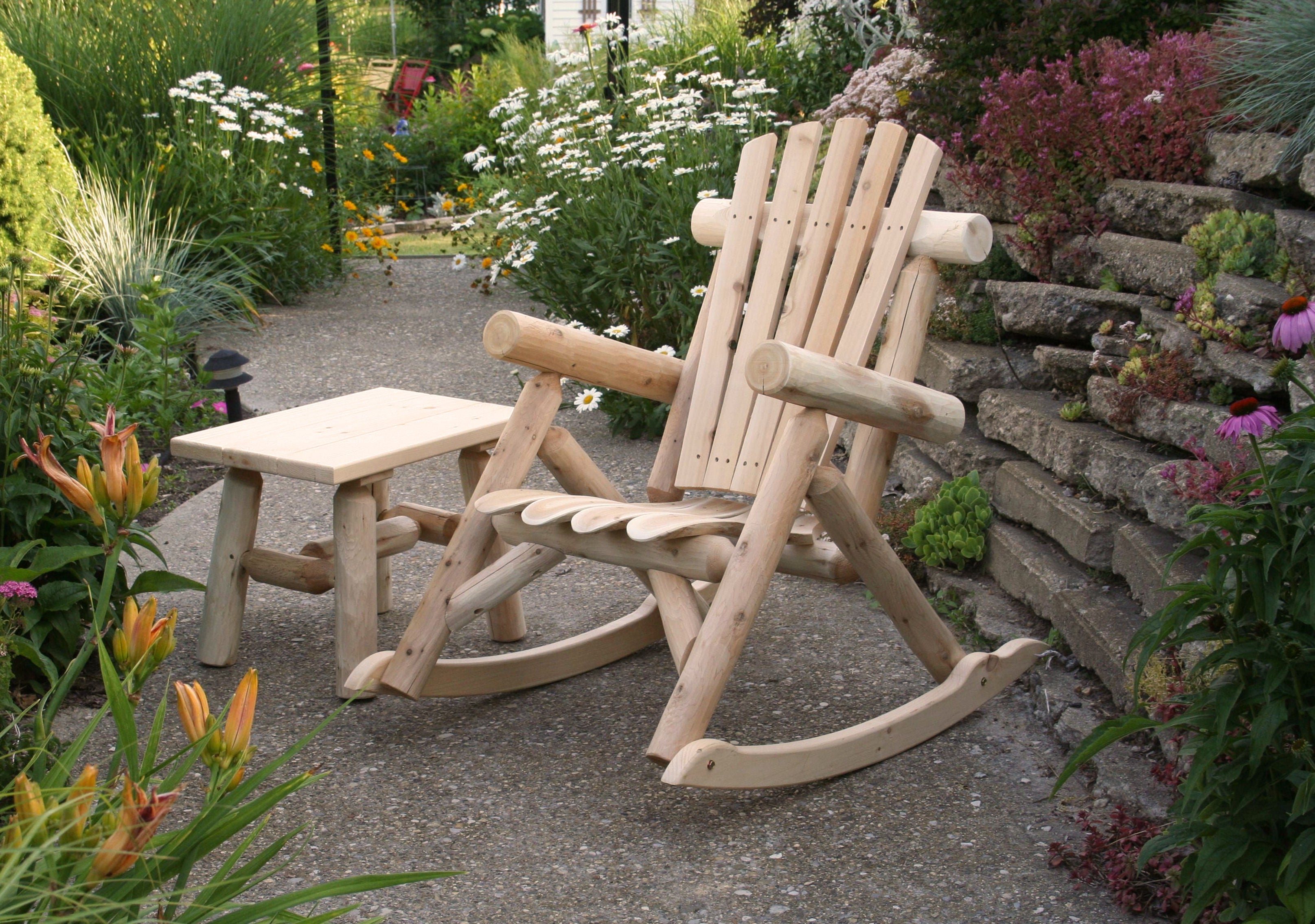 Log End Table with Log Rocking Chair