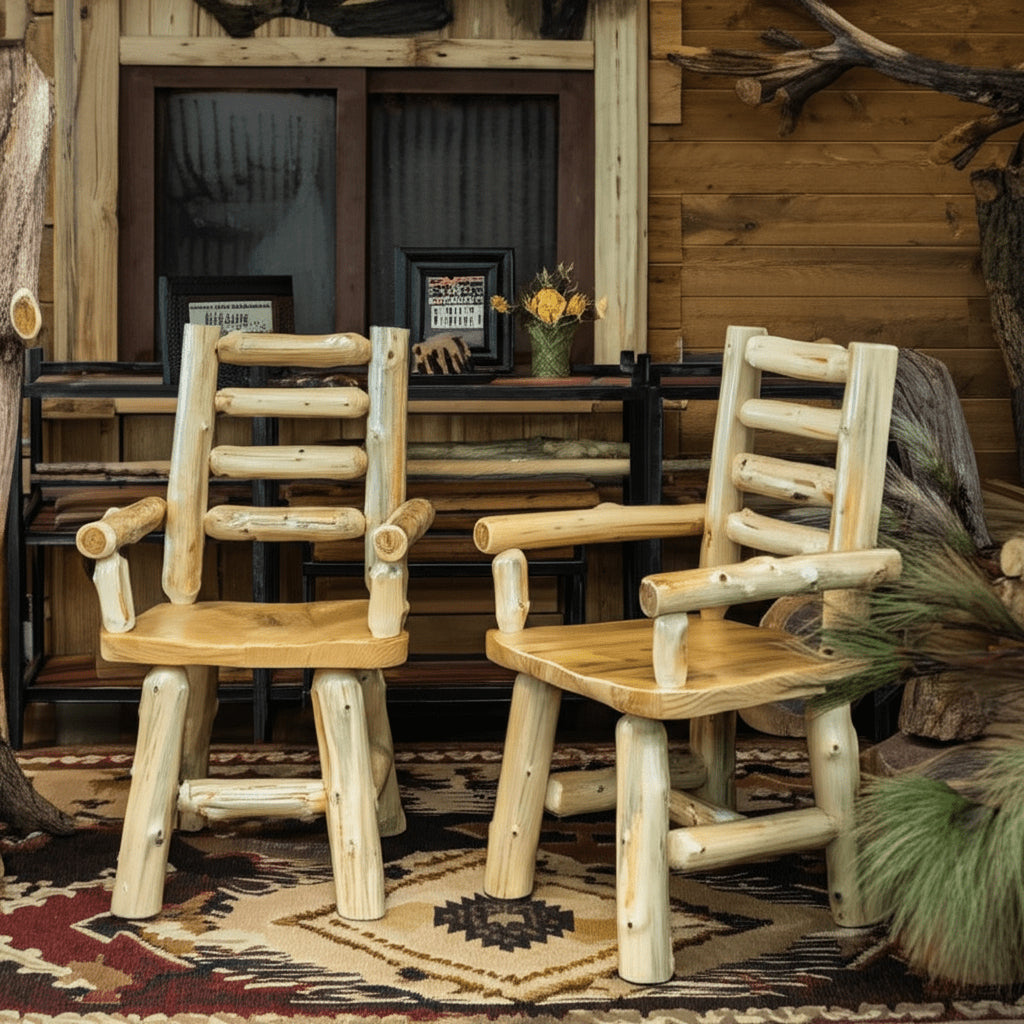 The Throne of the Rustic Table: Hand Peeled Cedar Ladderback Arm Chair