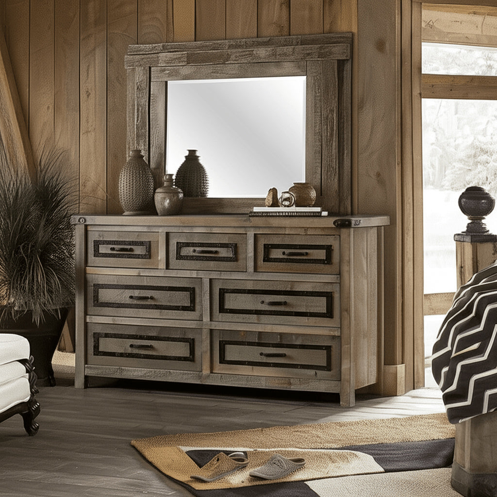 Heritage Pine 7 Drawer Rustic Dresser