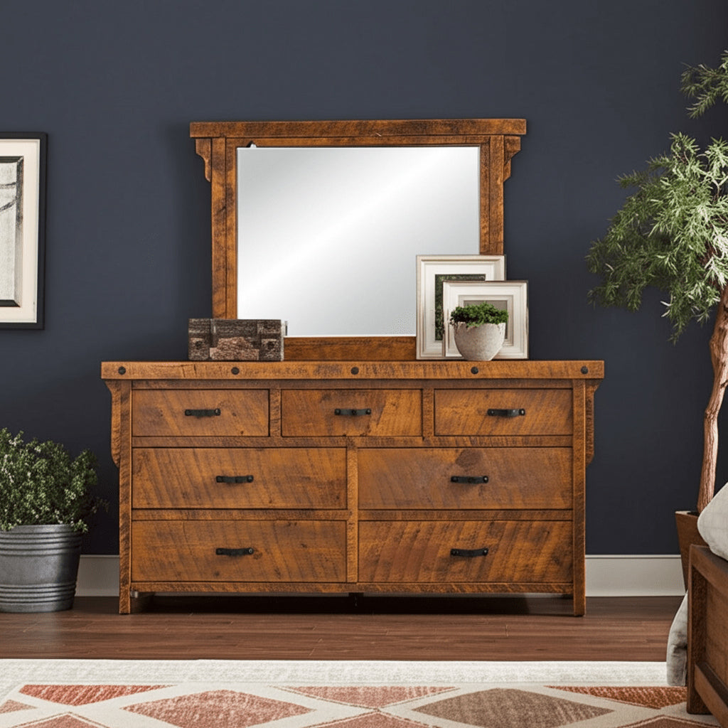 Barnwood Style 7 Drawer Rustic Dresser