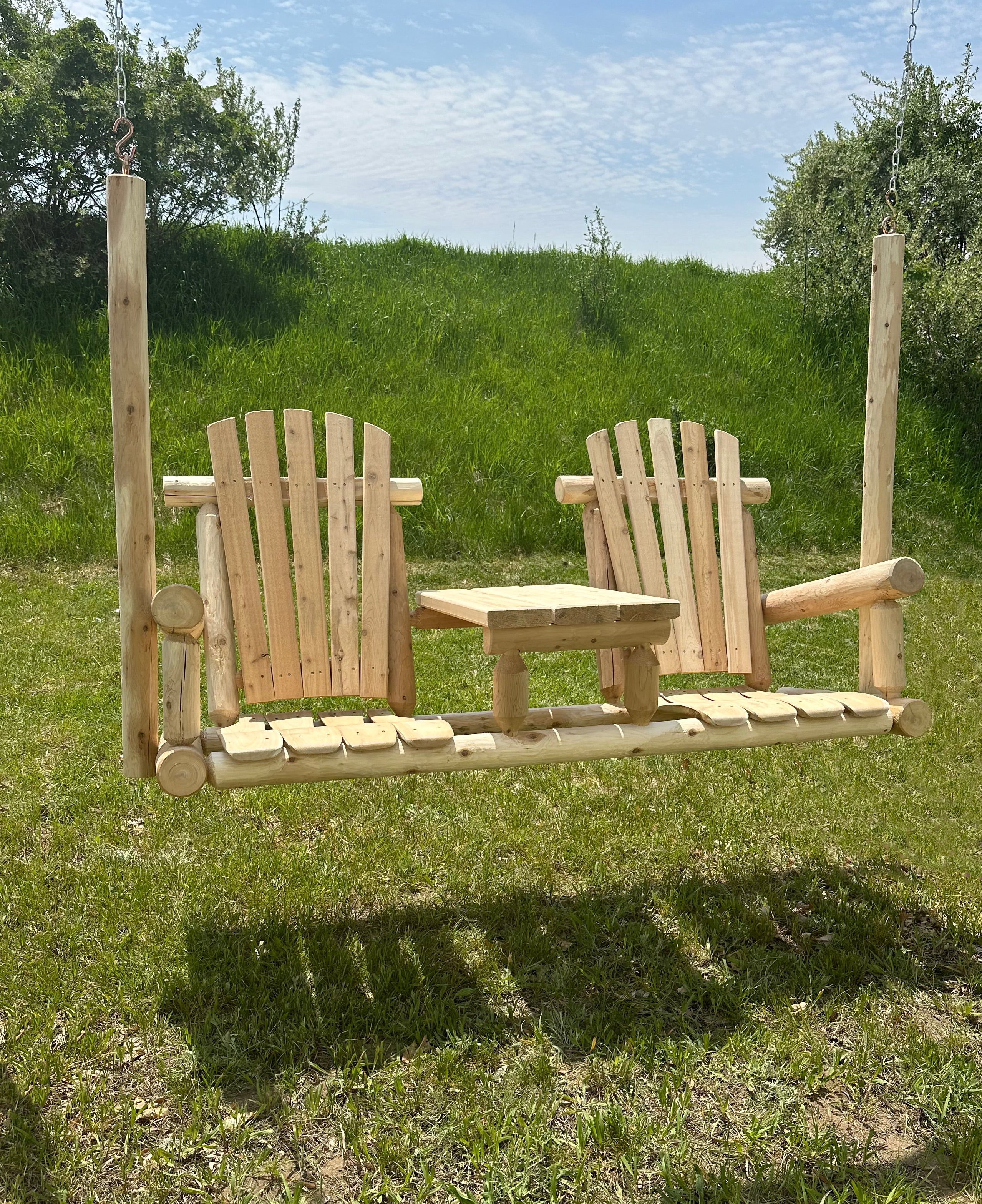 Cedar Log Tete-A-Tete Porch Swing