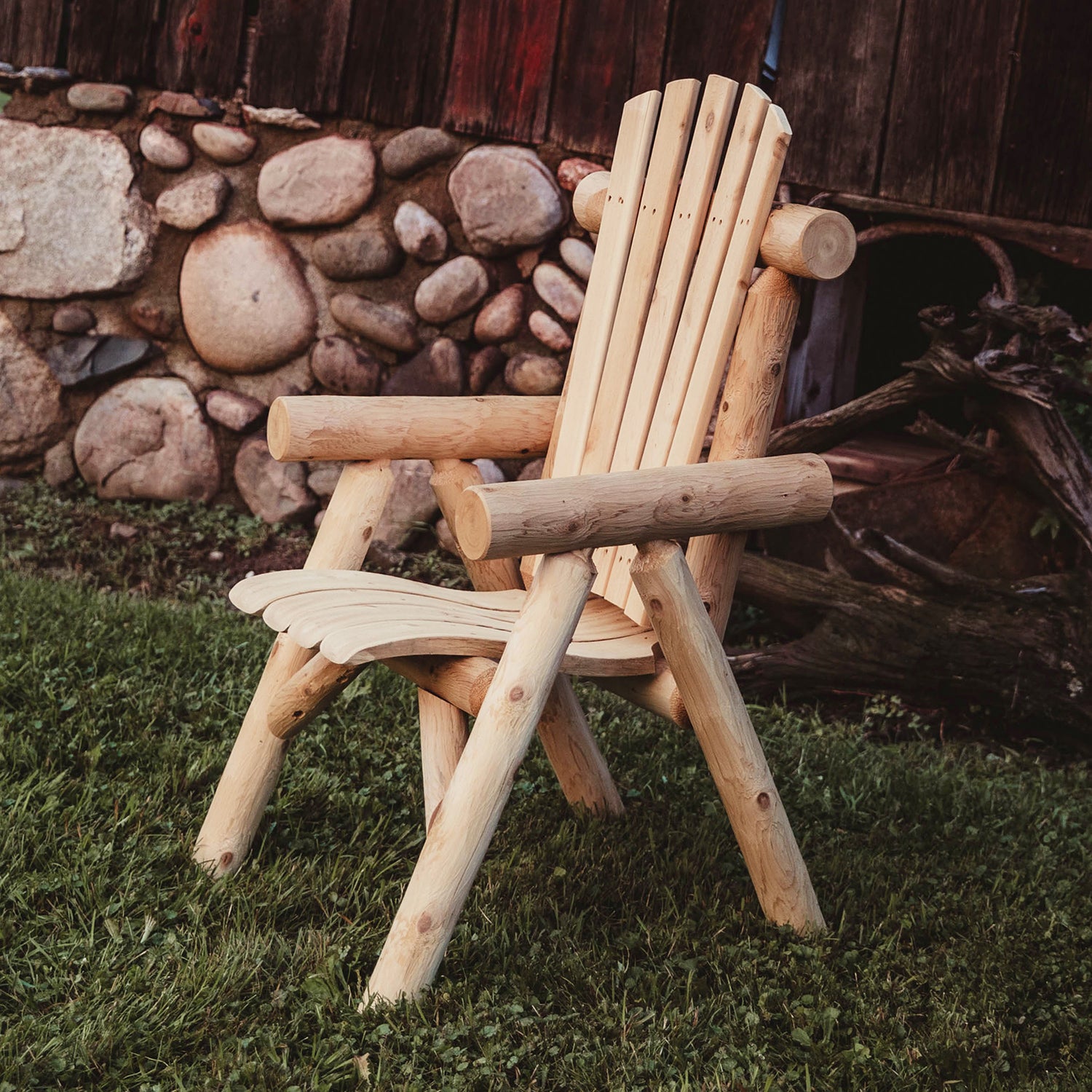 Lakeland Mills Cedar Log Roundabout Table & Chair - Thumbnail 3