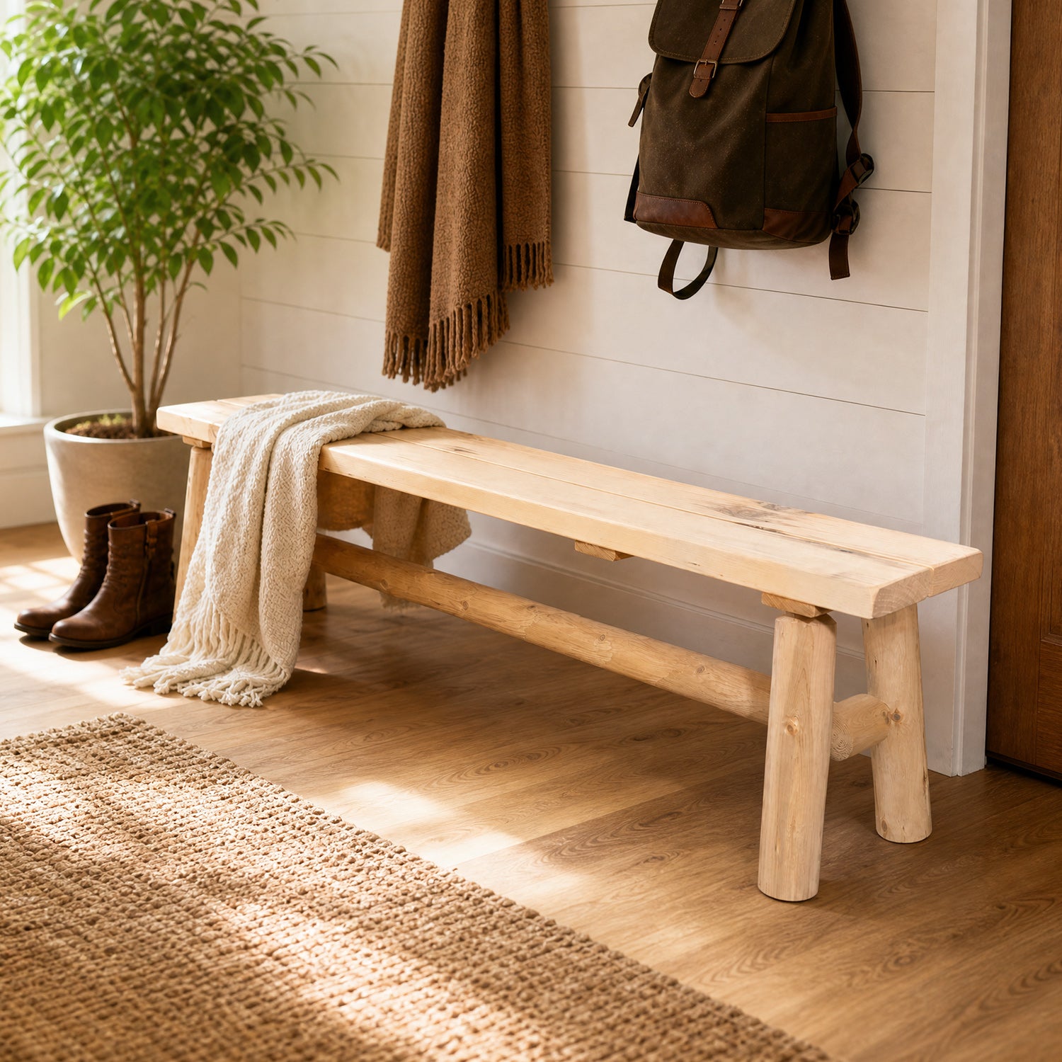 Cedar 6' Straight Log Bench