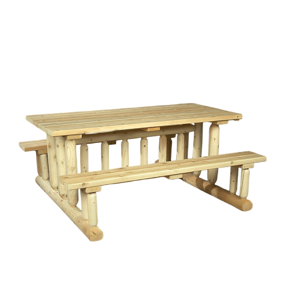 Cedar Looks Log Deluxe Picnic Table