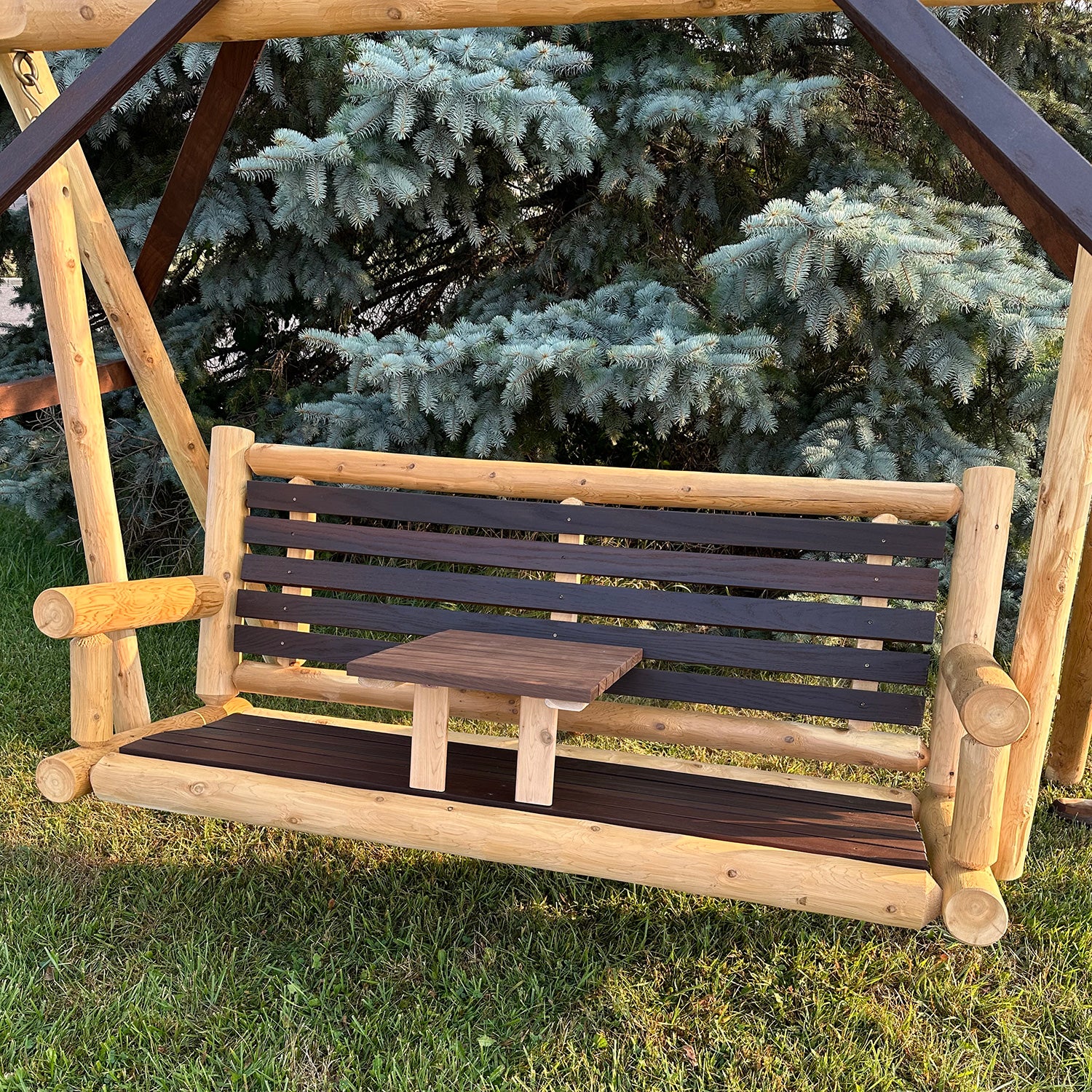 ThermaFusion Cedar Log Tete-A-Tete Porch Swing