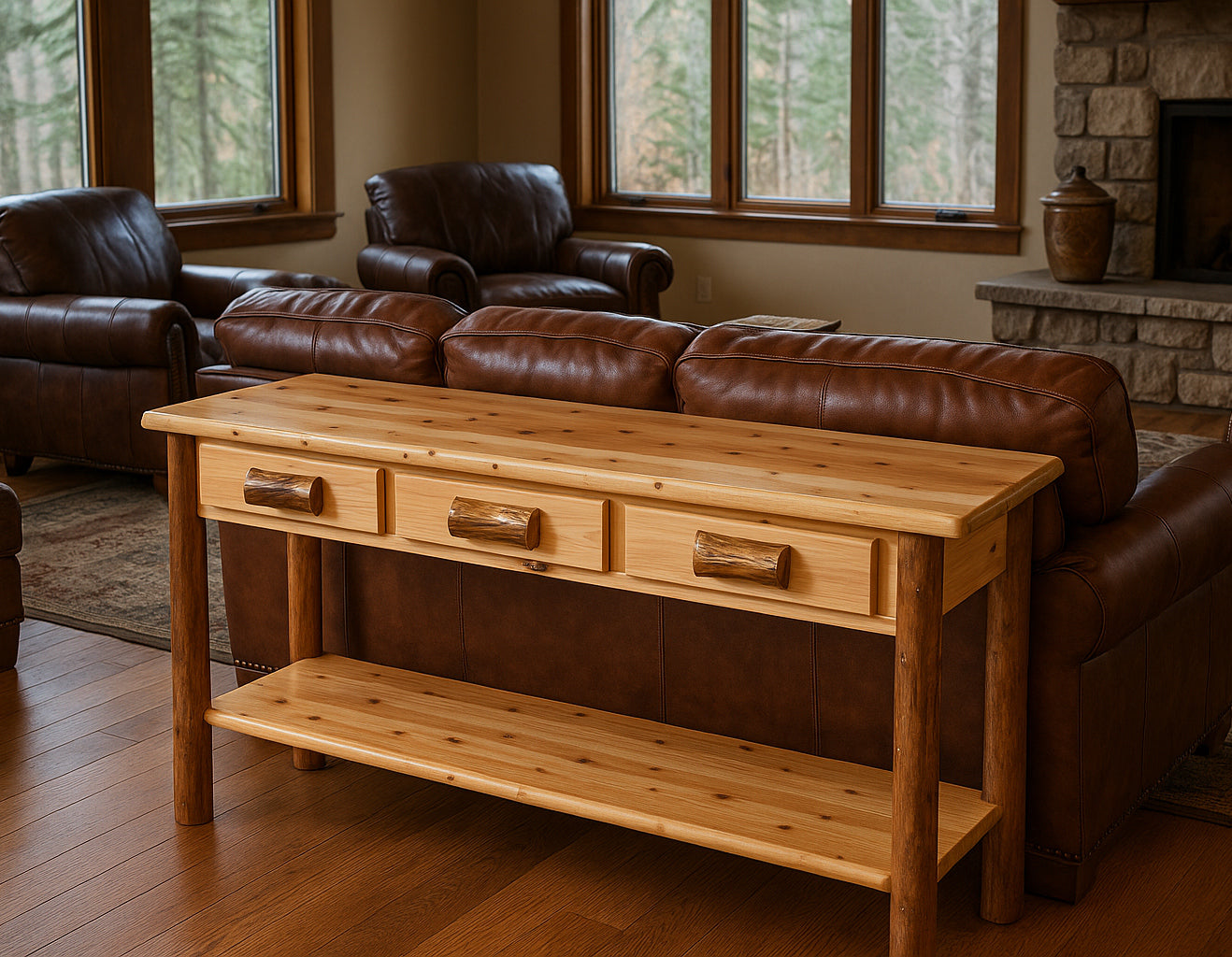 Great Lakes Timber Cedar 3 Drawer Sofa Table