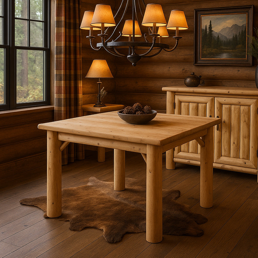 Great Lakes Timber Log Square Dining Table