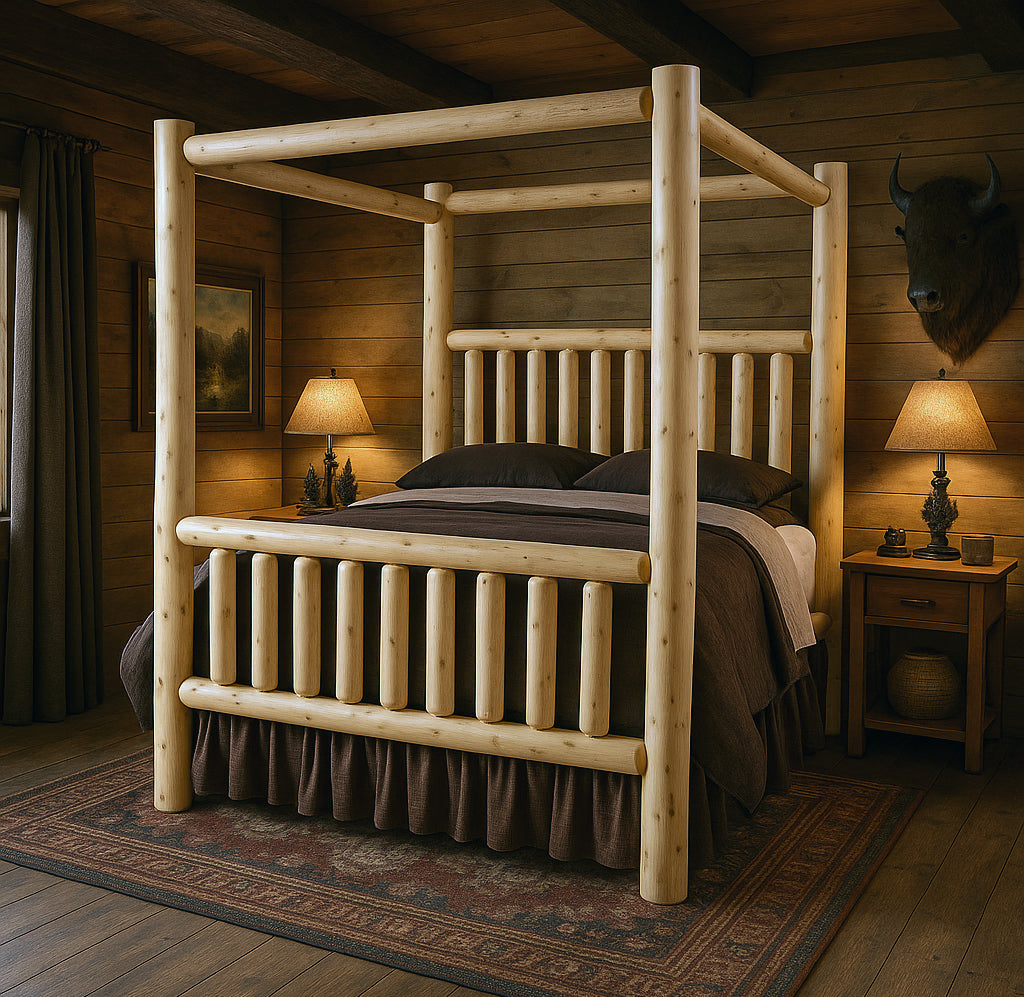 Great Lakes Timber Log Canopy Bed