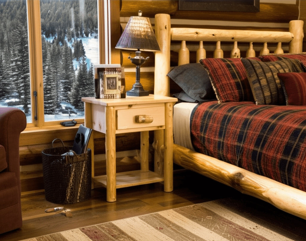 Great Lakes Timber 1 Drawer Log Nightstand