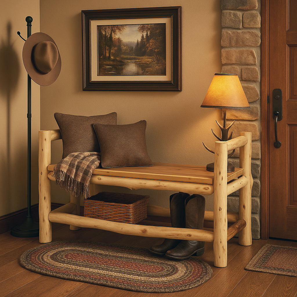 Great Lakes Timber Log Boot Bench