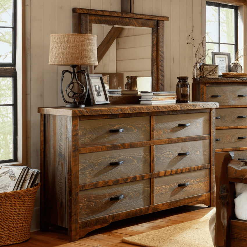 Sawmill Rough Sawn 6 Drawer Dresser