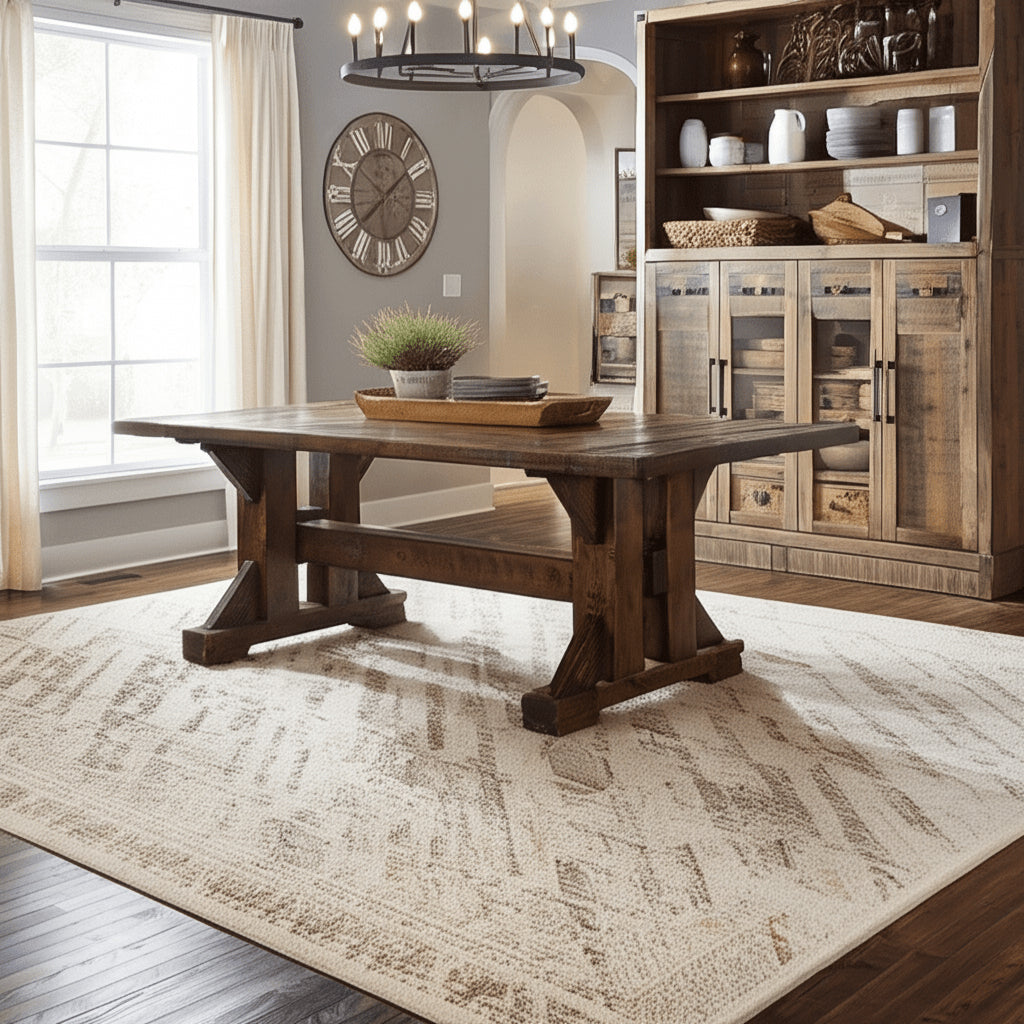 Timber Haven Barnwood Trestle Dining Table
