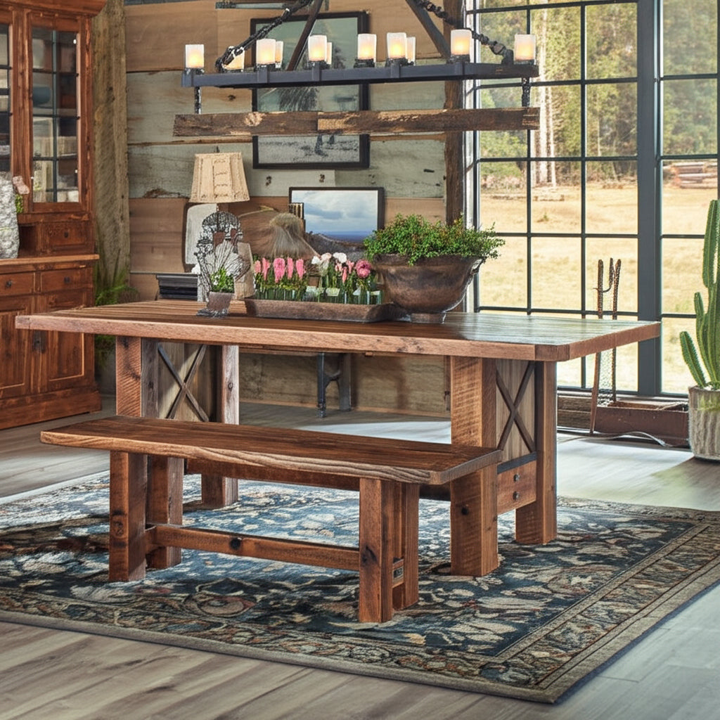 Western Winds Barn Door Trestle Dining Table