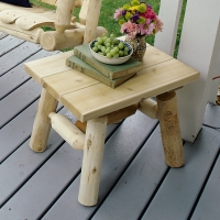 Display books or drinks with our outside cedar log end table