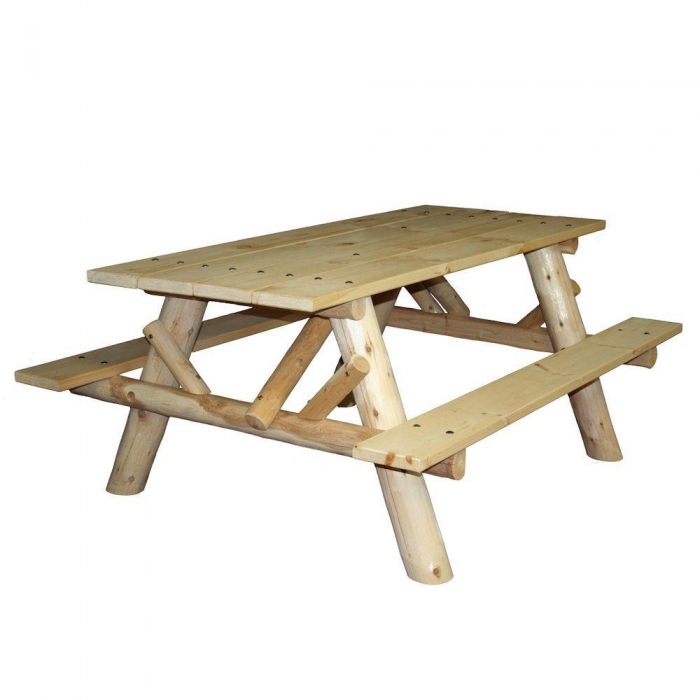 Eat outside with our 6' log picnic table