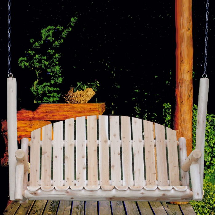 Ready to relax in a Cedar Log 5ft Country Garden Porch Swing