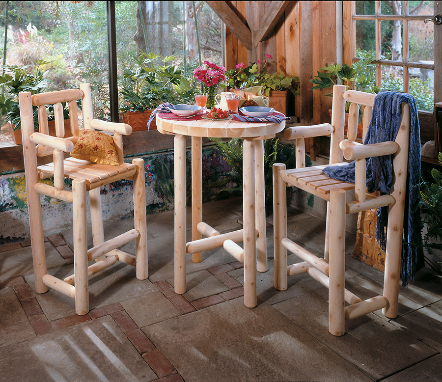 Cedar Looks Log Bistro Chair Lakeland, Log Pub Table And Chairs